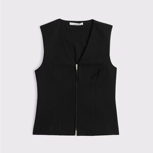 NWT Abercrombie & Fitch Black Tailored Zip Vest